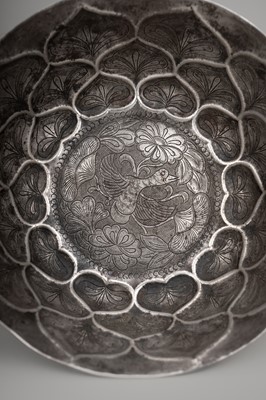 Lot 773 - A FINE SILVER ‘LOTUS’ BOWL, TANG DYNASTY STYLE
