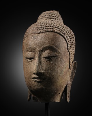 Lot 272 - A BRONZE HEAD OF BUDDHA, EARLY AYUTTHAYA PERIOD, 14TH-15TH CENTURY