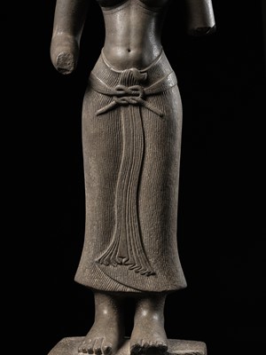 Lot 261 - A LARGE SANDSTONE FIGURE OF UMA, MEKONG DELTA, LATE 12TH CENTURY