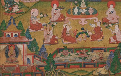 Lot 326 - A THANGKA OF AMITABHA IN SUKHAVATI HEAVEN, 18TH-19TH CENTURY
