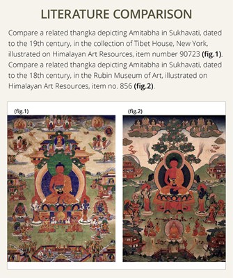 Lot 326 - A THANGKA OF AMITABHA IN SUKHAVATI HEAVEN, 18TH-19TH CENTURY