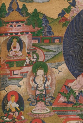 Lot 326 - A THANGKA OF AMITABHA IN SUKHAVATI HEAVEN, 18TH-19TH CENTURY