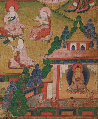 Lot 326 - A THANGKA OF AMITABHA IN SUKHAVATI HEAVEN, 18TH-19TH CENTURY