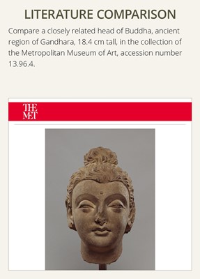 Lot 332 - A SMALL GRAY SCHIST HEAD OF BUDDHA SHAKYAMUNI, ANCIENT REGION OF GANDHARA