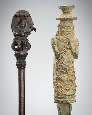 A KHMER BRONZE KNIFE AND AN INDIAN BRONZE SPOON