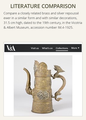 Lot 5 - A PARCEL-GILT COPPER REPOUSSÉ RITUAL EWER, DUOMUHU, TIBET, 19TH CENTURY