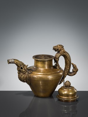 Lot 6 - A SILVER-APPLIED BRONZE RITUAL TEAPOT