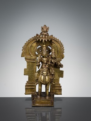 Lot 300 - A BRASS FIGURE OF KHANDOBA AND MHALSA, 18TH-19TH CENTURY