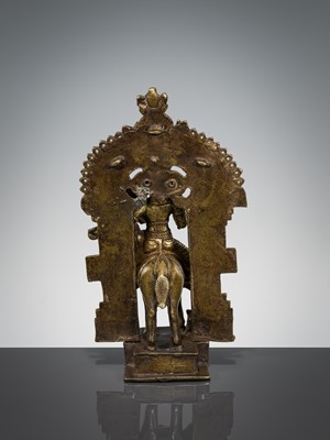 Lot 300 - A BRASS FIGURE OF KHANDOBA AND MHALSA, 18TH-19TH CENTURY