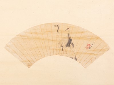 Lot 770 - A SCROLL PAINTING OF CRANES, AFTER NAGASAWA ROSETSU, c. 1920s