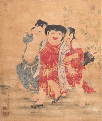 Lot 788 - A FINE SCROLL PAINTING OF PLAYFUL KARAKO, AFTER SOGA SHOHAKU