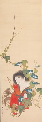 Lot 806 - A FINE SCROLL PAINTING OF A KARAKO, AFTER NAGASAWA ROSETSU