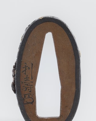 Lot 580 - NARA TOSHINAGA: A NARA SCHOOL SILVER FUCHI AND KASHIRA WITH SHOKI AND ONI