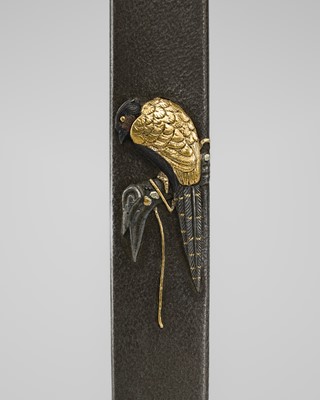 IWAMA MASAYOSHI: A SUPERB SHIBUICHI KOZUKA WITH A PHEASANT, DATED 1829