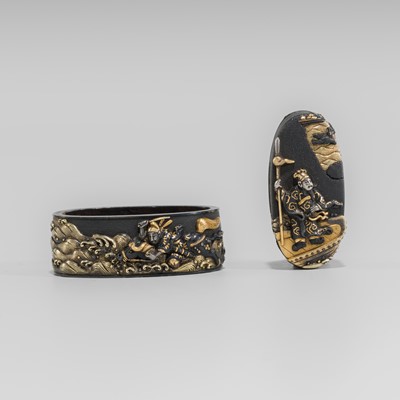 Lot 635 - A SHAKUDO NANAKO FUCHI AND KASHIRA DEPICTING GENTOKU AND KAN’U