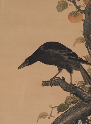 Lot 254 - TACHIHARA KYOSHO (1785-1840): A CROW ON A BRANCH OF A PERSIMMON TREE