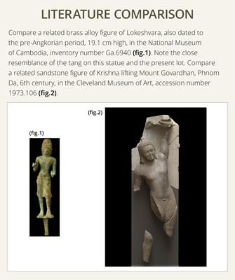 Lot 247 - A RARE BRONZE FIGURE OF KRISHNA, PRE-ANGKORIAN PERIOD, PHNOM DA STYLE