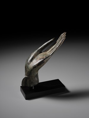 Lot 371 - A LIFESIZE BRONZE HAND OF BUDDHA, SUKHOTHAI KINGDOM
