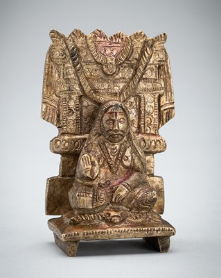 Lot 1262 - A BRONZE FIGURE OF RAGHAVENDRA SWAMY, 19TH CENTURY