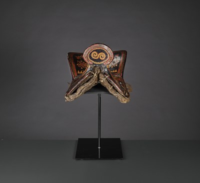 Lot 50 - A LACQUERED WOOD SADDLE, QING DYNASTY