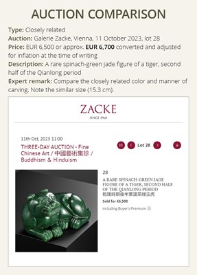 Lot 167 - A MASSIVE SPINACH GREEN JADE MODEL OF A RECUMBENT RAM, QING DYNASTY