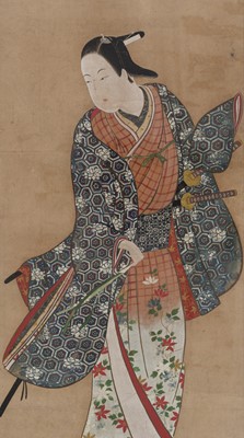 Lot 258 - A FINE PAINTING OF PRINCE GENJI IN EDO GARB