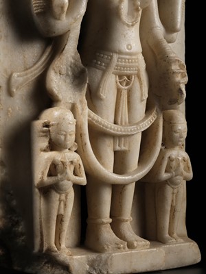 Lot 197 - A MARBLE STELE OF PARVATI, WESTERN INDIA, 11TH-12TH CENTURY