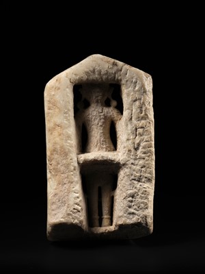 Lot 197 - A MARBLE STELE OF PARVATI, WESTERN INDIA, 11TH-12TH CENTURY
