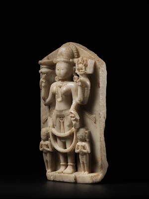 Lot 197 - A MARBLE STELE OF PARVATI, WESTERN INDIA, 11TH-12TH CENTURY
