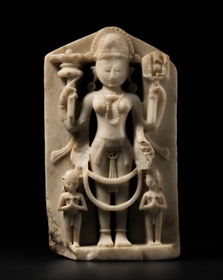 Lot 197 - A MARBLE STELE OF PARVATI, WESTERN INDIA, 11TH-12TH CENTURY