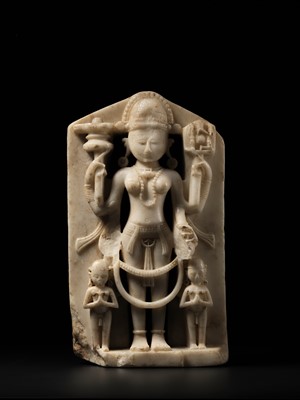 Lot 197 - A MARBLE STELE OF PARVATI, WESTERN INDIA, 11TH-12TH CENTURY
