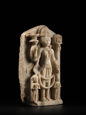 Lot 197 - A MARBLE STELE OF PARVATI, WESTERN INDIA, 11TH-12TH CENTURY