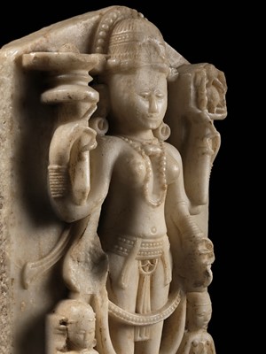 Lot 197 - A MARBLE STELE OF PARVATI, WESTERN INDIA, 11TH-12TH CENTURY