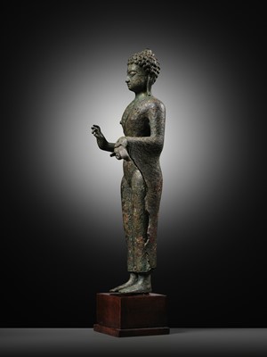 Lot 226 - A BRONZE FIGURE OF BUDDHA, INDONESIA, 9TH-11TH CENTURY