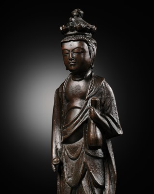 Lot 172 - A RARE AND IMPORTANT BRONZE FIGURE OF SIBILMYEON GWANEUM, UNIFIED SILLA DYNASTY