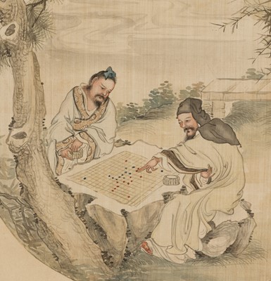 Lot 509 - ‘TWO SCHOLARS PLAYING WEIQI’, LATER QING DYNASTY TO EARLY REPUBLIC PERIOD