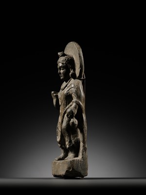 Lot 333 - A SCHIST FIGURE OF MAITREYA, ANCIENT REGION OF GANDHARA