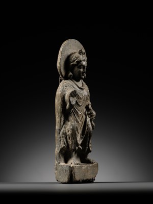 Lot 333 - A SCHIST FIGURE OF MAITREYA, ANCIENT REGION OF GANDHARA