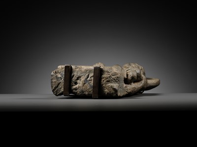 Lot 333 - A SCHIST FIGURE OF MAITREYA, ANCIENT REGION OF GANDHARA