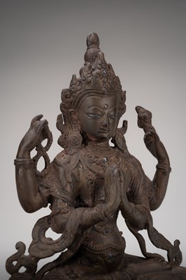 Lot 673 - A BRASS FIGURE OF AVALOKITESHVARA