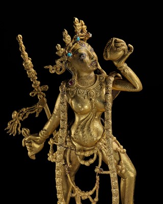 Lot 294 - A GILT COPPER ALLOY FIGURE OF SARVABUDDHADAKINI, TIBET, 18TH-19TH CENTURY