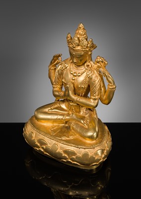 Lot 62 - A GILT-BRONZE FIGURE OF SHADAKSHARI AVALOKITESHVARA, ZANABAZAR SCHOOL