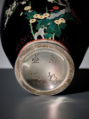 Lot 100 - NAMIKAWA YASUYUKI: A HEXAGONAL CLOISONNÉ VASE WITH SUZUME, c. 1900