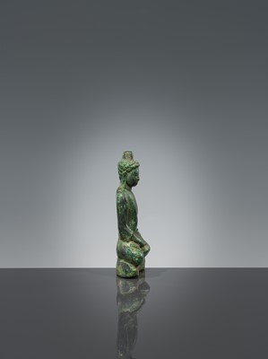 Lot 364 - A BRONZE FIGURE OF BUDDHA, MON DVARAVATI PERIOD