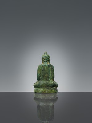 Lot 364 - A BRONZE FIGURE OF BUDDHA, MON DVARAVATI PERIOD