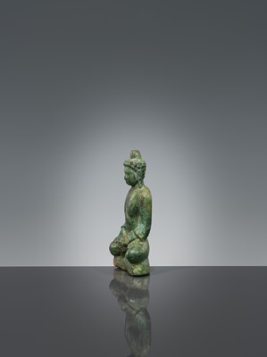 Lot 364 - A BRONZE FIGURE OF BUDDHA, MON DVARAVATI PERIOD