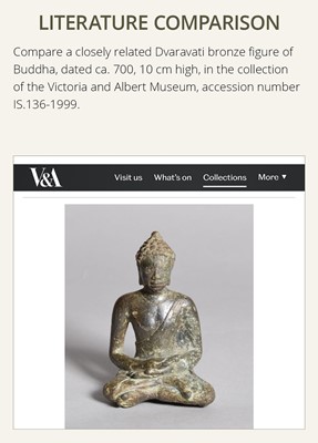 Lot 364 - A BRONZE FIGURE OF BUDDHA, MON DVARAVATI PERIOD