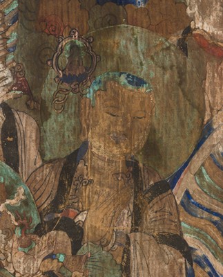 A PAINTING OF SHAKYAMUNI SURROUNDED BY BODHISATTVAS AND DISCIPLES, SONG TO MING DYNASTY
