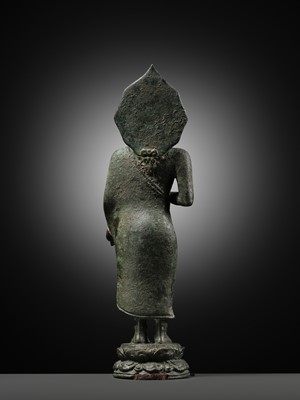 Lot 460 - A BRONZE FIGURE OF BUDDHA, INDONESIA, CENTRAL JAVA, 8TH-9TH CENTURY