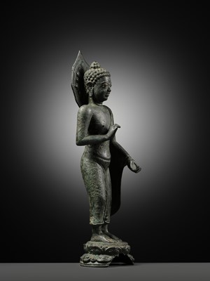 Lot 460 - A BRONZE FIGURE OF BUDDHA, INDONESIA, CENTRAL JAVA, 8TH-9TH CENTURY